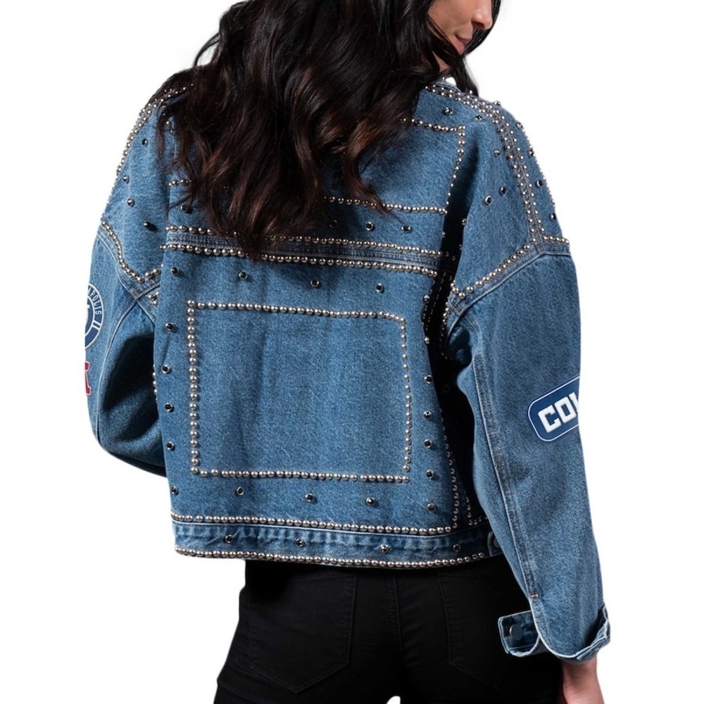 NWT NFL G-III 4her Carl Banks Game Ball Denim Jacket Indianapolis Colts patches - Picture 2 of 13